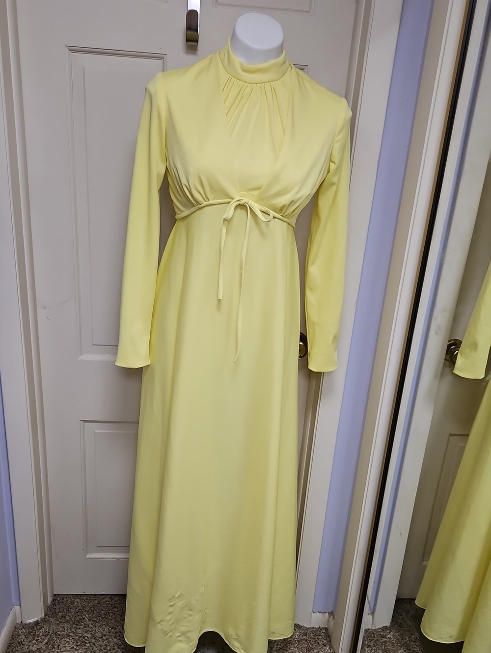 Vintage late sixties Canary yellow Yellow Maxi Dress With matching jacke